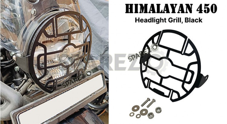 Fit For Royal Enfield New Himalayan 450 Headlight Protection Grill Black - SPAREZO